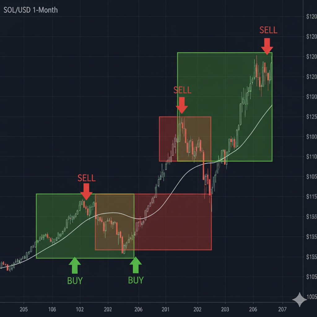 Price chart showing multiple swing patterns over a month