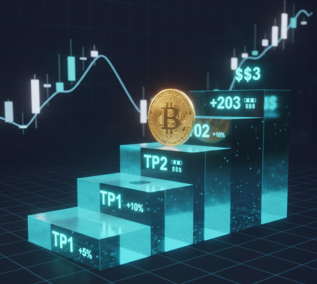 The stepped nature of Take-Profit targets.